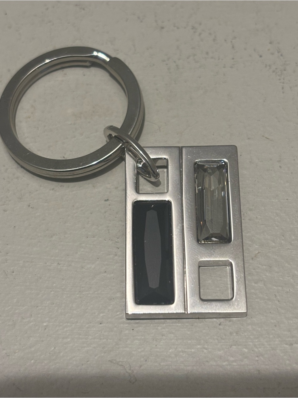 Swarovski Silver Keyring Pendant with Black and Clear Crystals modern car drive